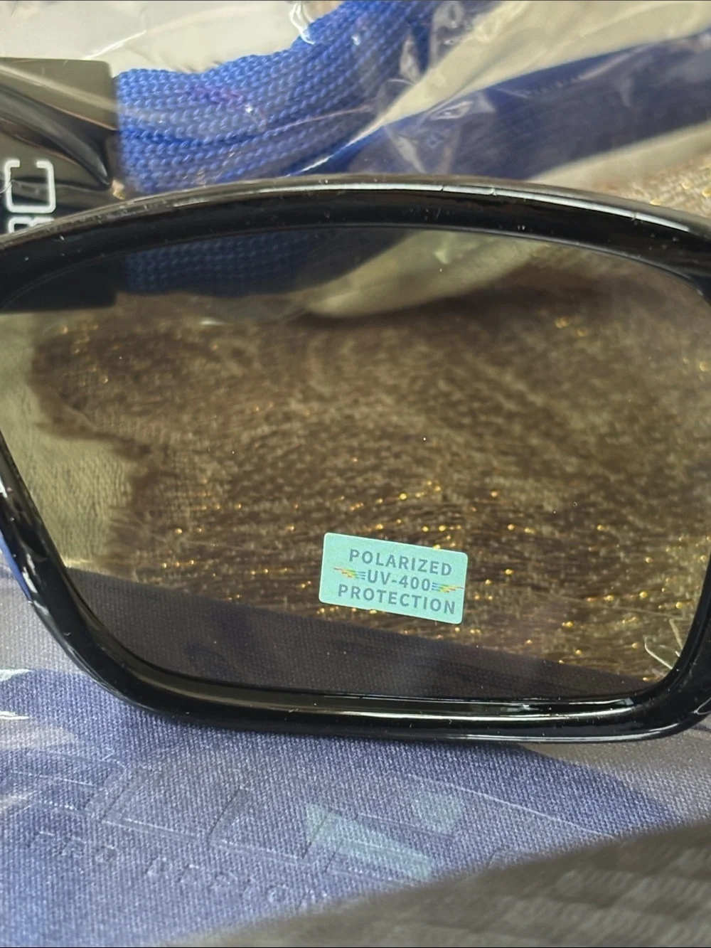 Blue Cut Polarized Blue Mirror Lens Shiny Black Frame Sunglasses Sporty Wrap
